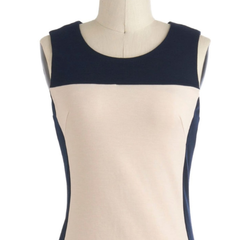 Navy Blue and white sheath dress